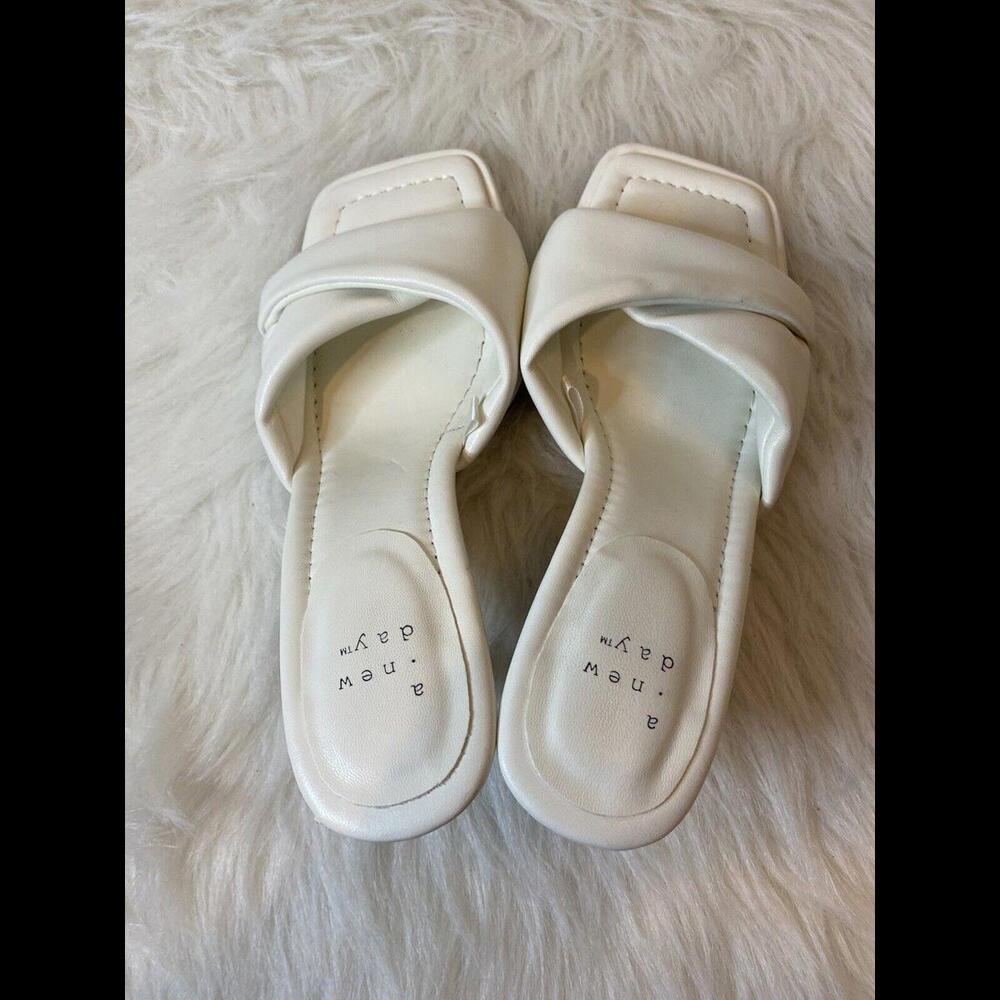 A New Day Target White Square Toe Sz 7 Women’s Pump Wrap Strap Beachy Summery - Picture 8 of 13